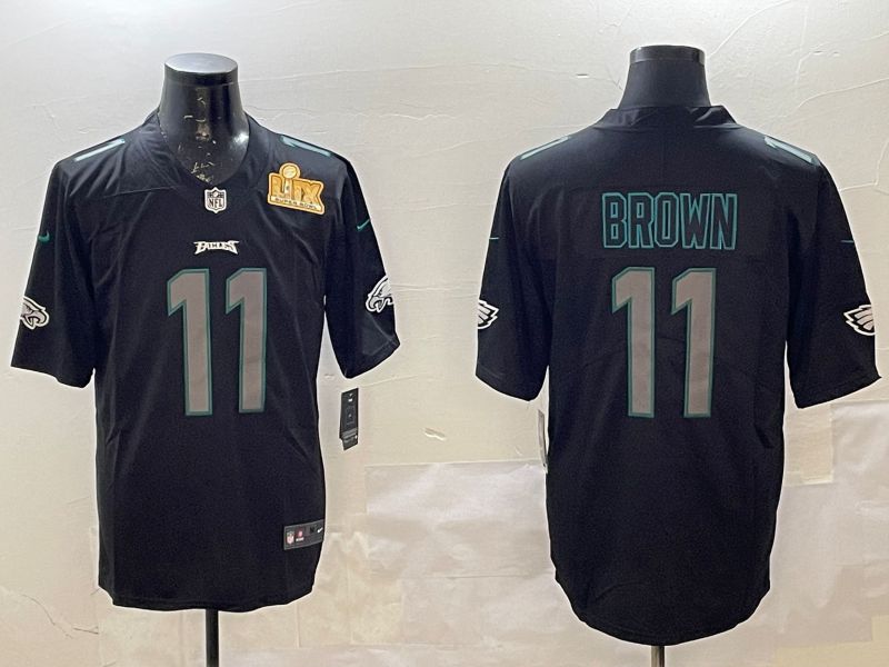 Men Philadelphia Eagles #11 Brown Black 2025 Nike Vapor Limited NFL Jersey style 2265